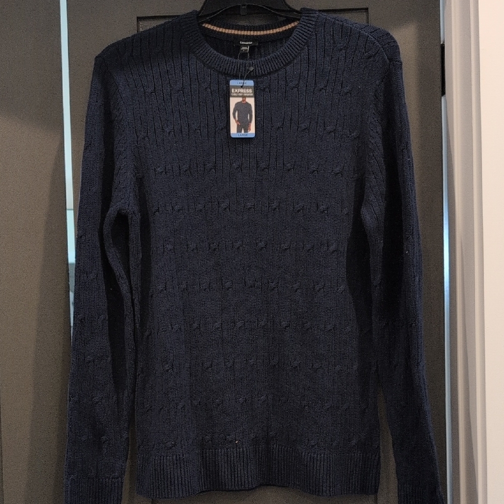 Express Men's Dark Blue Crewneck Sweater